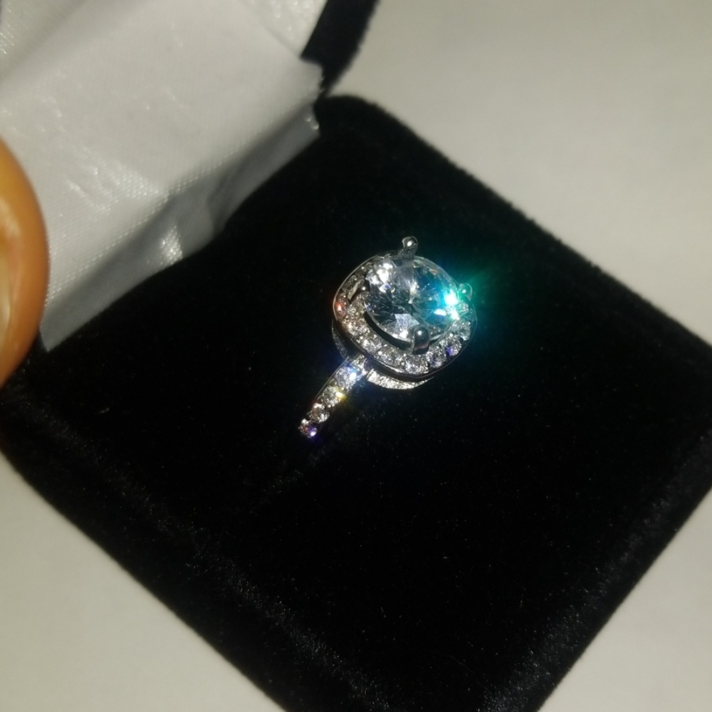 Real sterling silver 4ct cz diamond promise ring